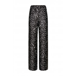 Wide printed twill trousers