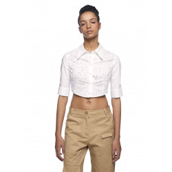 CROPPED SHIRT WITH RHINESTONES