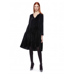SCRUNCHED VELVET DRESS WITH...