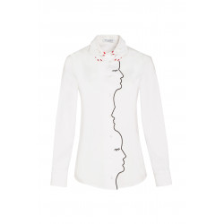 HAND COLLAR SHIRT WITH EMBROIDERED EDGING