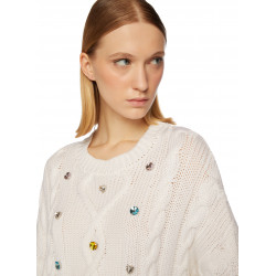 CABLE-KNIT SWEATER WITH CRYSTALS