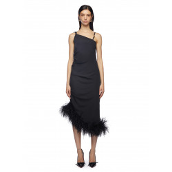 ASYMMETRIC DRESS WITH FEATHERS