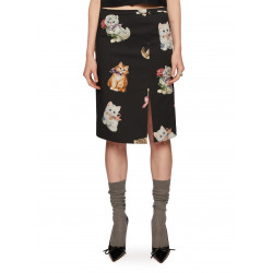 PENCIL SKIRT WITH CATS PRINT